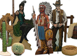 éléments de décors artisanal sur le thème du far west