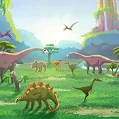 visuel de l'univers dinosaure de l'animation de dessin en projection interactive