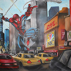 fresque peinte représentant sipderman