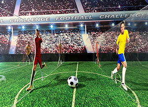 Le terrain du motion foot, jeu de foot radiocommandé où se dirige via talette de petite balle