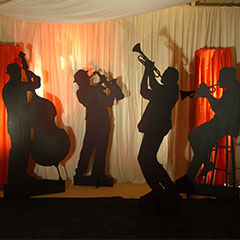 Silhouette en bois de musiciens jazz